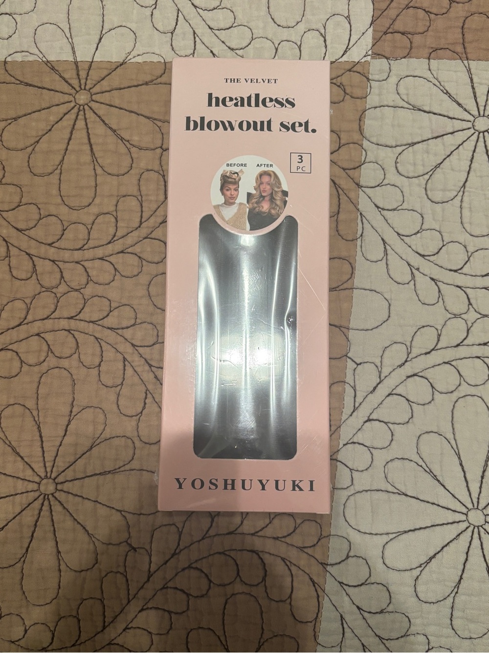 YOSHUYUKI Velvet Heatless Blowout Set 3-Piece Brown Hair Curlers NEW